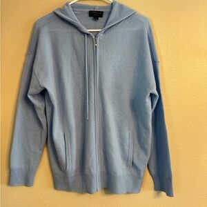 Charter Club Light Blue Zip-Up 100% Cashmere Sweater
